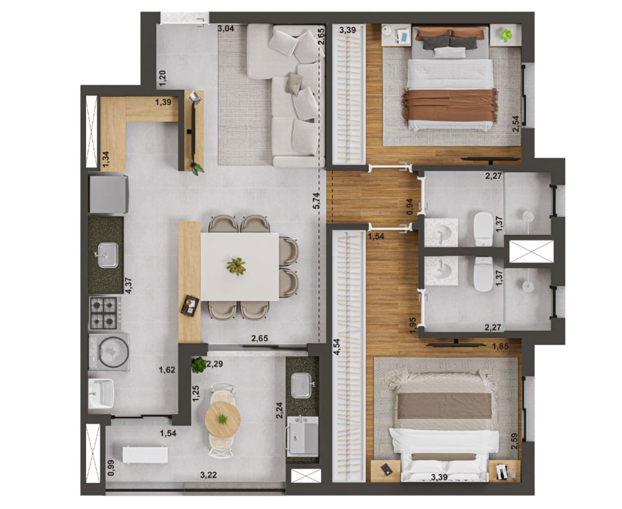 Apartamento - NCLEO AGRCOLA ALPHA - FRANCA AP00809