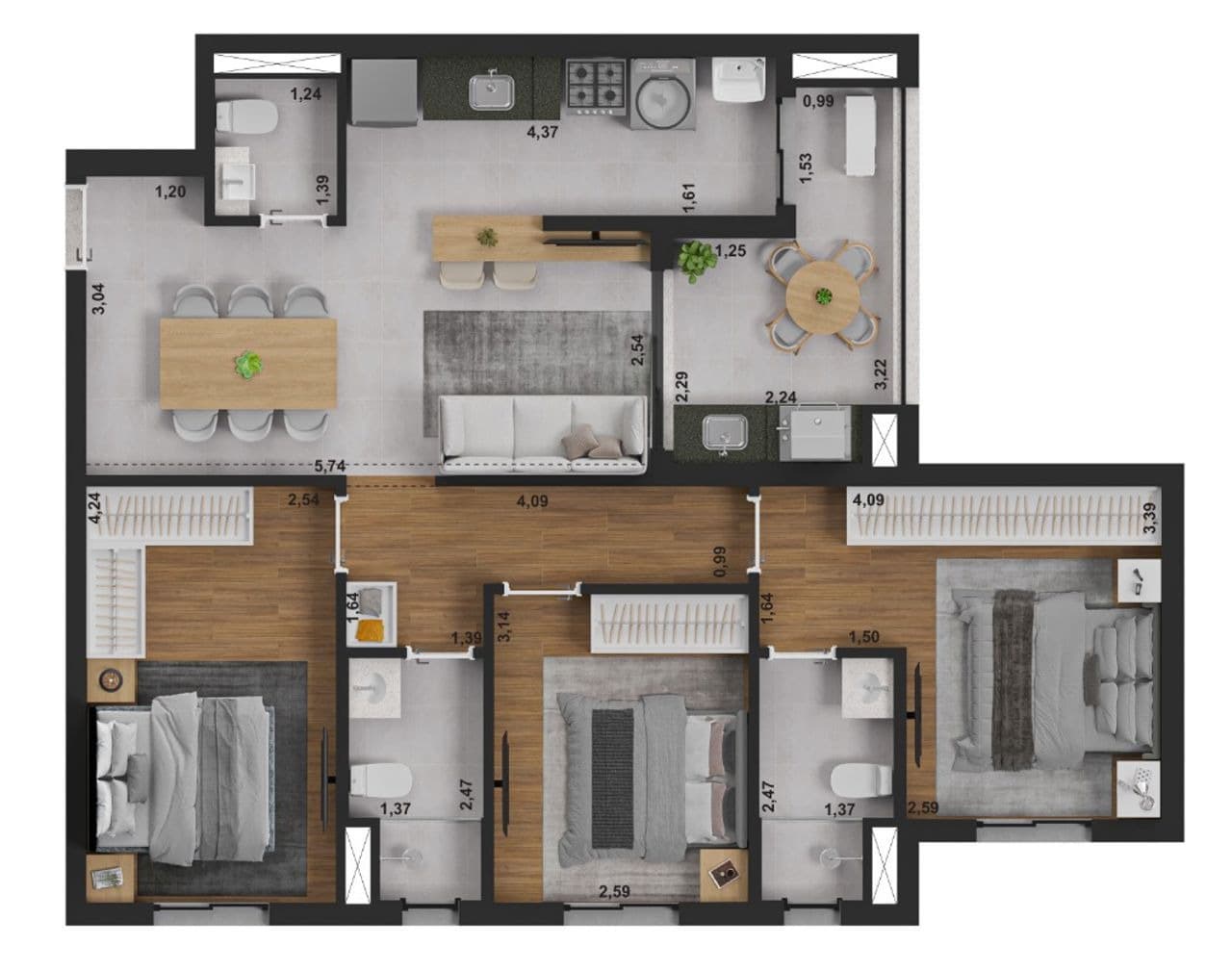 Apartamento - NCLEO AGRCOLA ALPHA - FRANCA AP00807